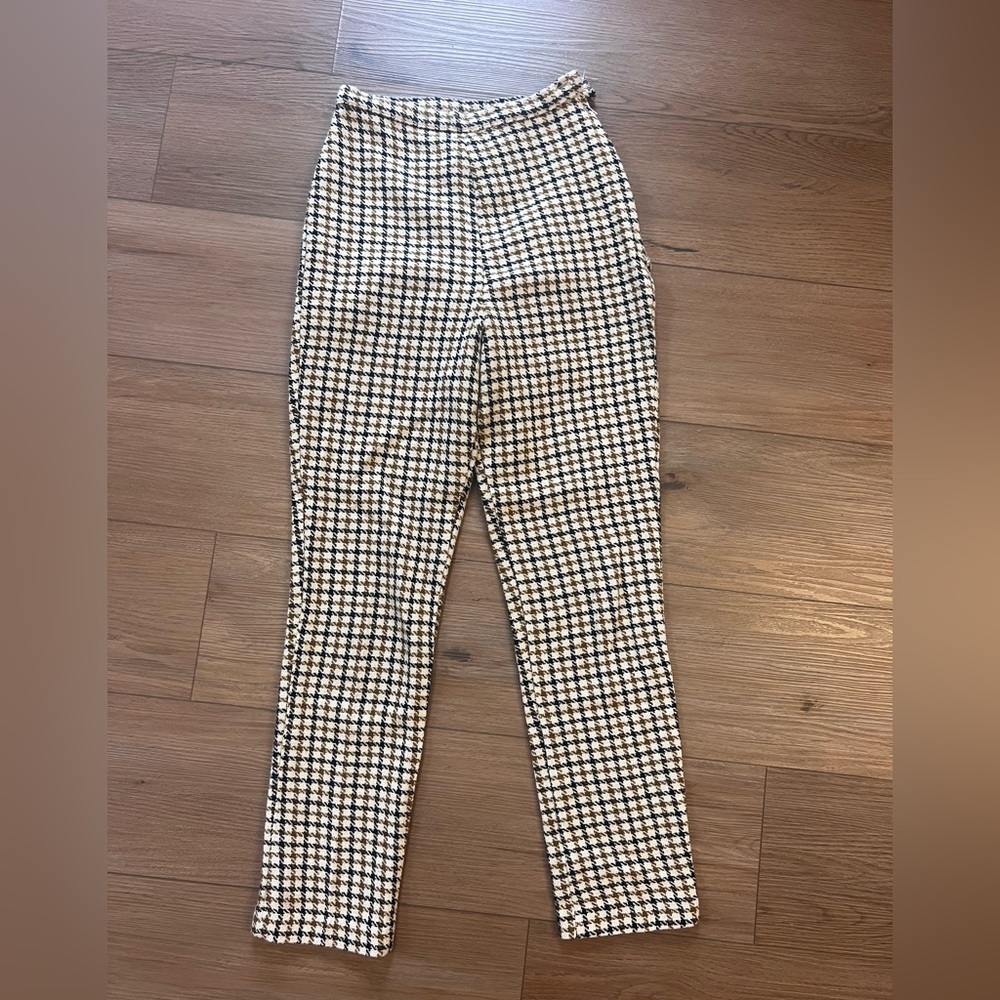 Plaid High-Waisted Pants